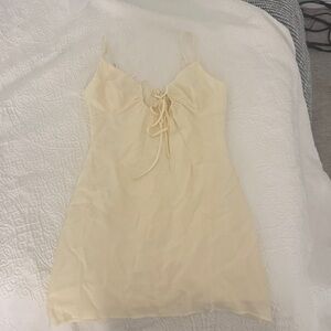 Pacsun Cream Mini Dress with Tie Detail